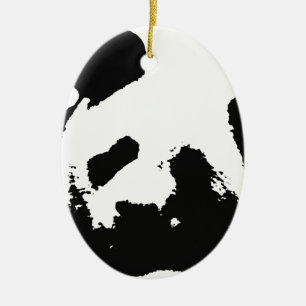 Schwarz-weißer Pop Art Panda Keramik Ornament