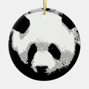 Schwarz-weißer Pop Art Panda Keramikornament