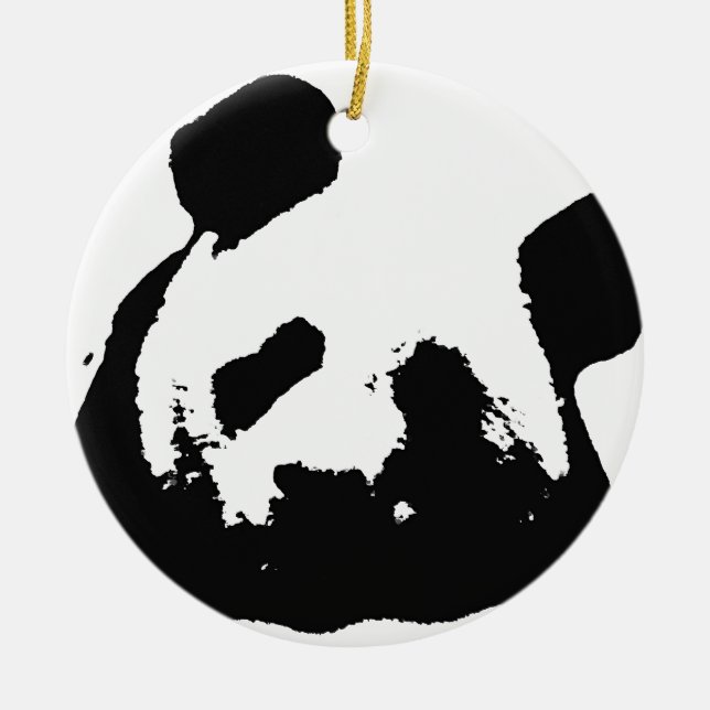 Schwarz-weißer Pop Art Panda Keramikornament (Vorne)