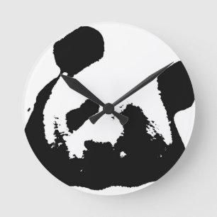 Schwarz-weißer Pop Art Panda Runde Wanduhr