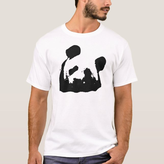 Schwarz-weißer Pop Art Panda T-Shirt (Vorderseite)