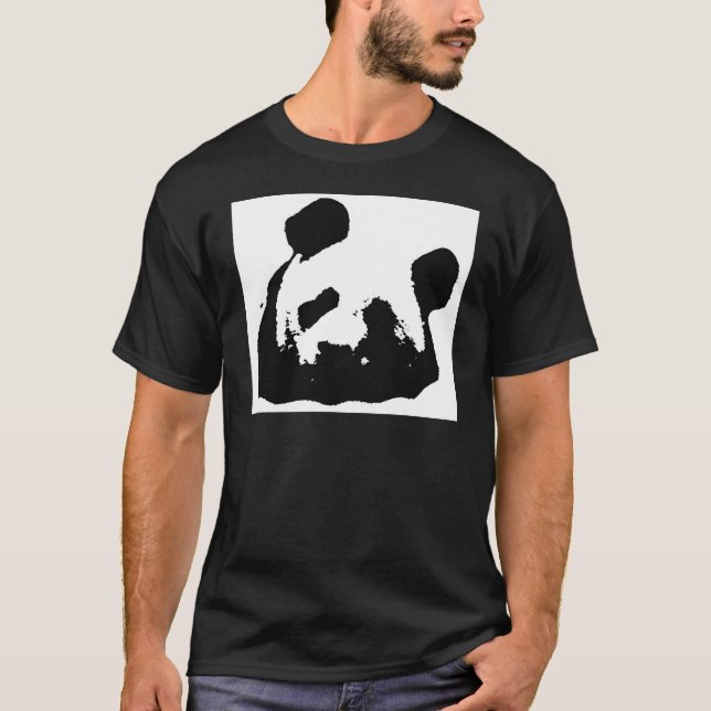 Schwarz-weißer Pop Art Panda T-Shirt (Vorderseite)