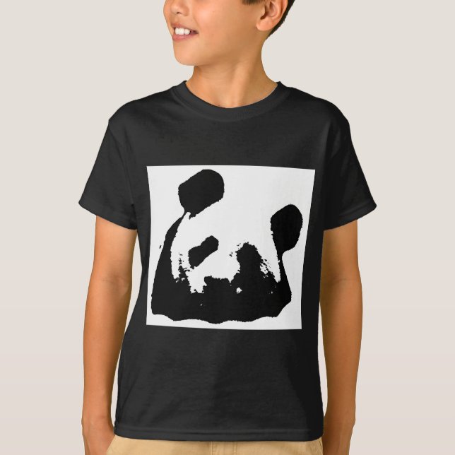 Schwarz-weißer Pop Art Panda T-Shirt (Vorderseite)