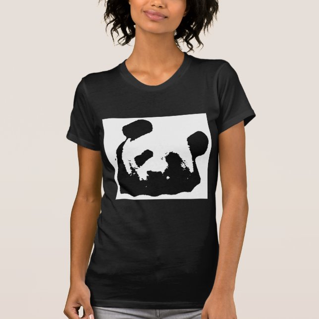 Schwarz-weißer Pop Art Panda T-Shirt (Vorderseite)