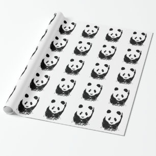 Schwarz-weißer Pop Art Panda Wrapping Paper Geschenkpapier