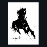 Schwarz-weißer Pop Art Reiten Silhouette Poster<br><div class="desc">Schwarz-weißer Pop Kunst Reiten Silhouette / Digitales Tier / Pferdekunst - Reitstall</div>