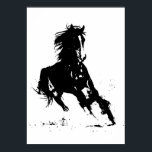 Schwarz-weißer Pop Art Reiten Silhouette Poster<br><div class="desc">Schwarz-weißer Pop Kunst Reiten Silhouette / Digitales Tier / Pferdekunst - Reitstall</div>