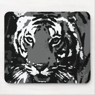 Schwarz-weißer Pop Art Tiger Mousepad