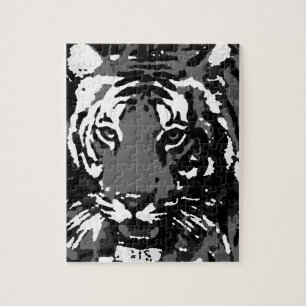 Schwarz-weißer Pop Art Tiger Puzzle