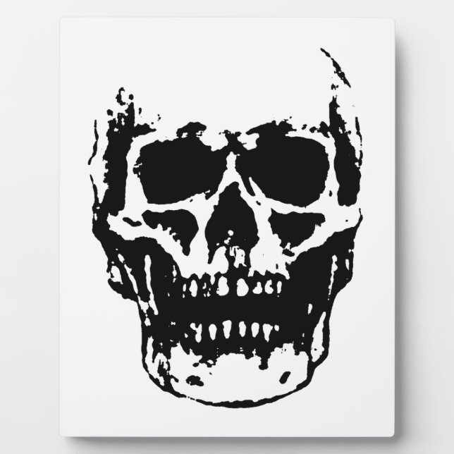 Schwarz-weißer Pop Skull Art Fotoplatte (Vorderseite)