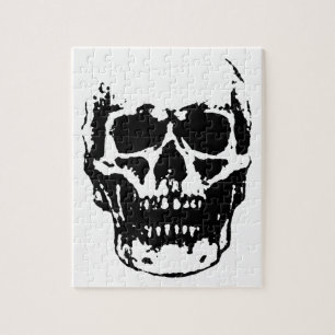 Schwarz-weißer Pop Skull Art Puzzle