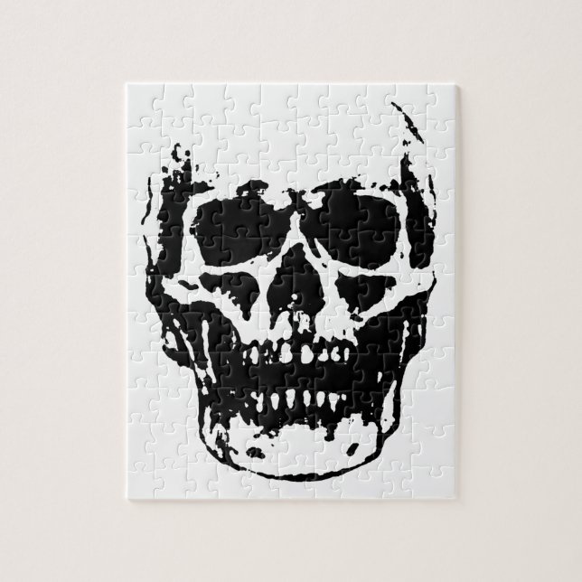 Schwarz-weißer Pop Skull Art Puzzle (Vertikal)