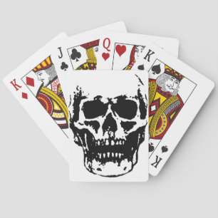 Schwarz-weißer Pop Skull Art Spielkarten