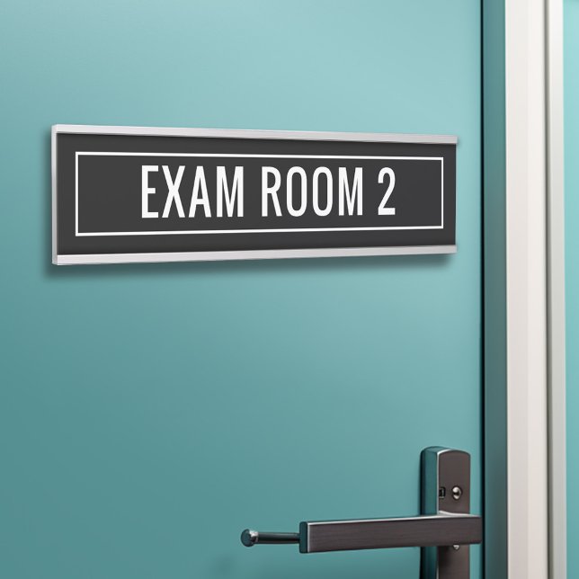 Schwarz-weißer Prüfungsraum für Ärzte für Zahnärzt Türschild (Personalized Door Sign - Exam Room)