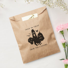 Schwarz-weißer Pumpkin Ghost Bat Minimalistisch Ha Geschenktütchen