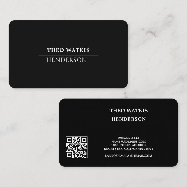 Schwarz-weißer QR-Code bearbeiten Visitenkarte (Vorne/Hinten)