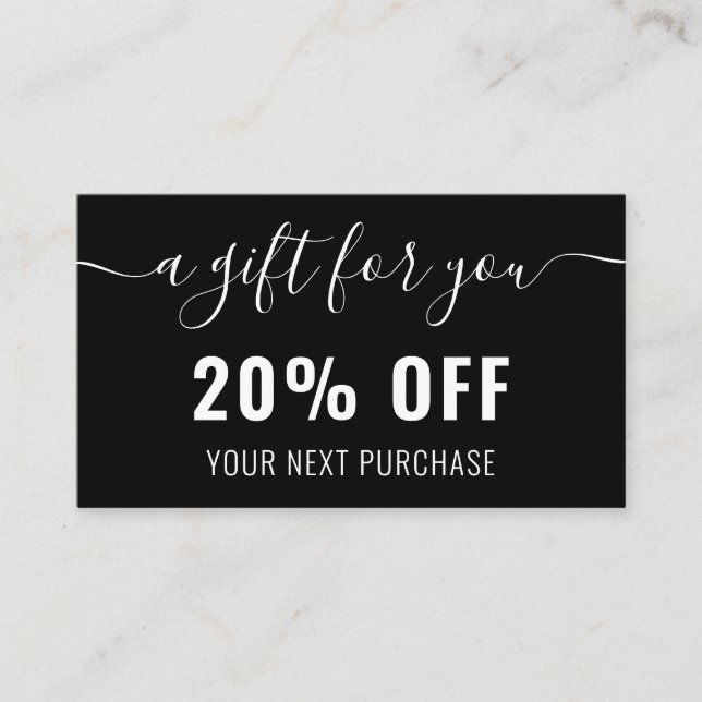 Schwarz-weißer QR Code Business Promo Loyalität Rabattkarte (Vorderseite)