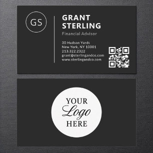Schwarz-weißer QR-Code für FinanzberaterModern Visitenkarte