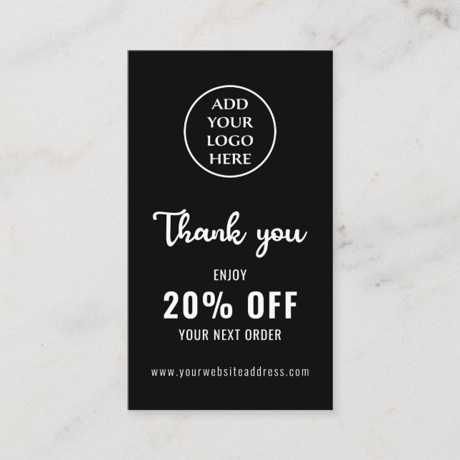 Schwarz-weißer QR-Code für Loyalität in Unternehme Rabattkarte (Vorderseite)