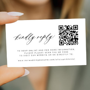 Schwarz-weißer QR-Code-Hochzeit freundlich antwort Begleitkarte