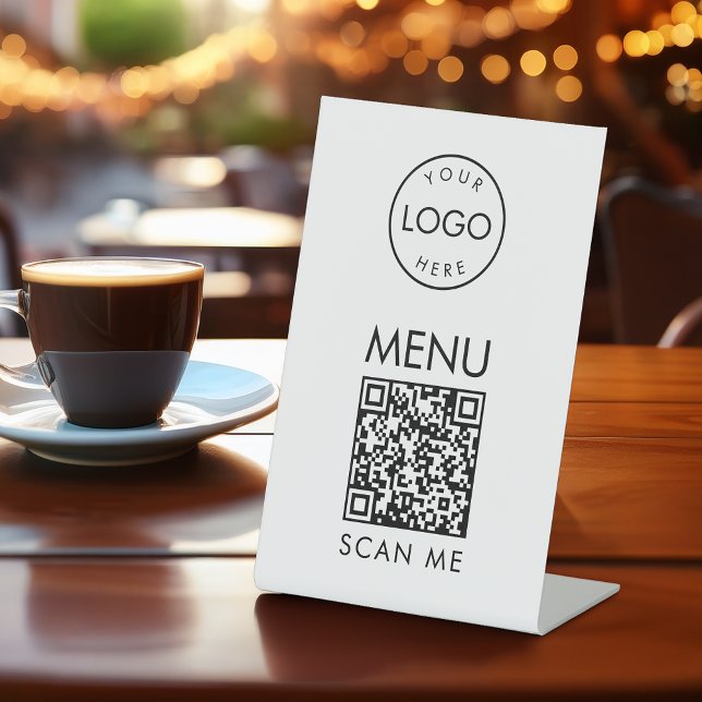 Schwarz-weißer QR-Code-Menü Simple Cafe Scan mich Sockelschild (Von Creator hochgeladen)