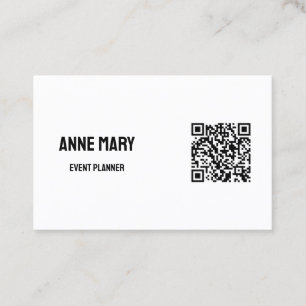 Schwarz-weißer QR Code Moderner Hochzeitsplaner Visitenkarte