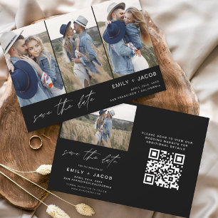 Schwarz-weißer QR-Code Moderner Save the Date 4 Fo