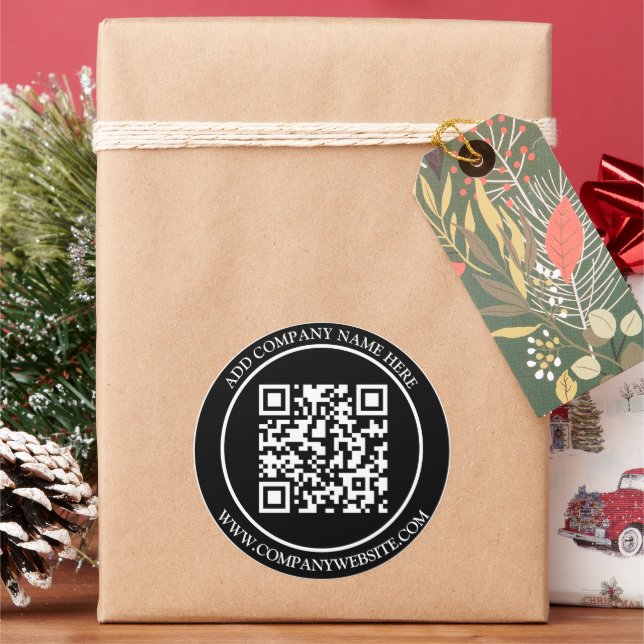 Schwarz-weißer QR-Code Runder Aufkleber (Feiertag)