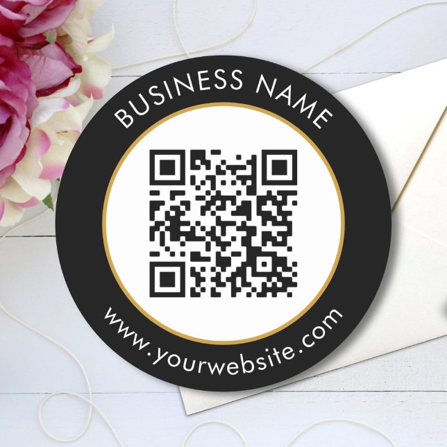 Schwarz-weißer QR-Code Runder Aufkleber (Von Creator hochgeladen)