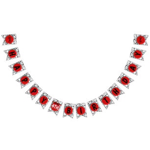 Schwarz-weißer Red Bow Dalmatiner Happy Birthday P Wimpelkette