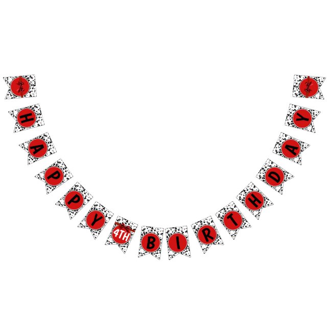 Schwarz-weißer Red Bow Dalmatiner Happy Birthday P Wimpelkette (Alle)