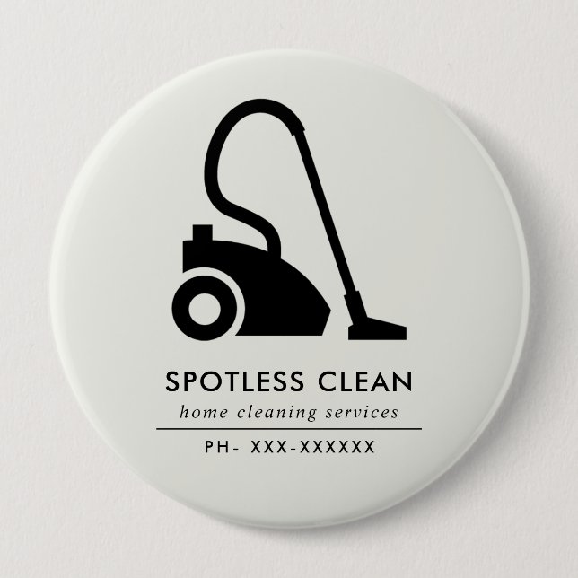 SCHWARZ-WEISSER REINIGERER REINIGUNGSDIENST BUTTON (Vorderseite)