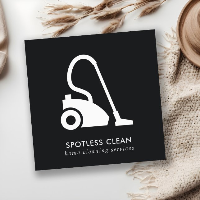 SCHWARZ-WEISSER REINIGERER REINIGUNGSDIENST QUADRATISCHE VISITENKARTE (Von Creator hochgeladen)