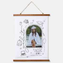 Schwarz-weißer Retro Hand Dragezeichneter Foto Abs Wandteppich Mit Holzrahmen