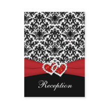 Schwarz-weißer roter Damast, Herzverschlusskarte