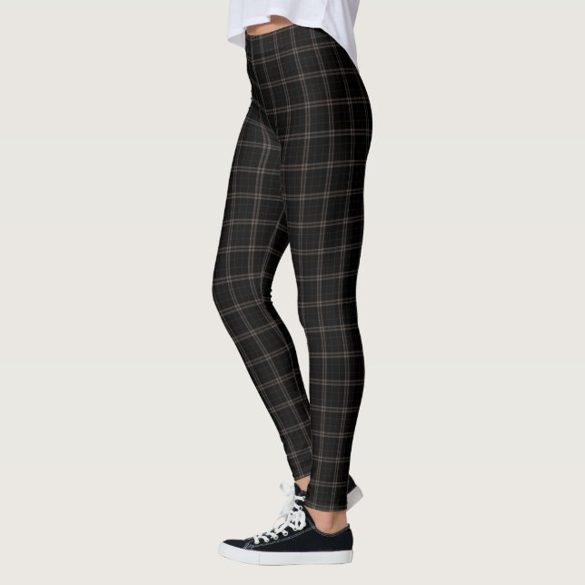 Schwarz-weißer roter gelber kleiner Tartan kariert Leggings (Links)