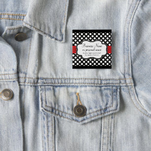 Schwarz-weißer roter Polka-Punkt-Retro niedlicher Button