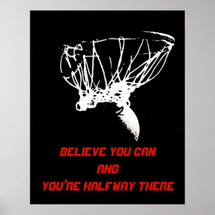 Schwarz-weißer Roter Pop Art Basketball Poster