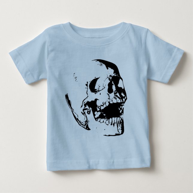 Schwarz-weißer Schädel Baby T-shirt (Vorderseite)
