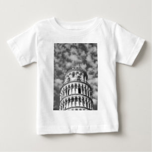 Schwarz-weißer Schießturm von Pisa Italien Baby T-shirt