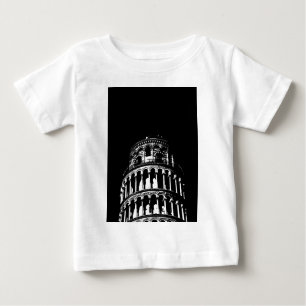 Schwarz-weißer Schießturm von Pisa Italien Baby T-shirt