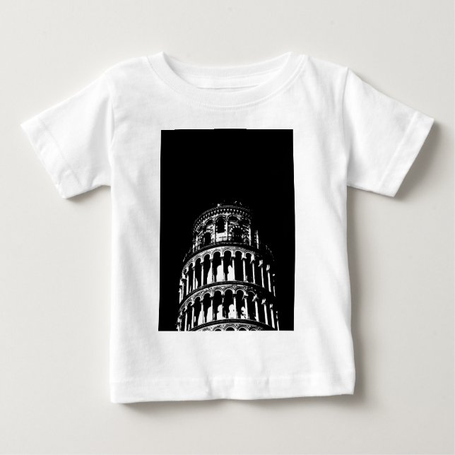 Schwarz-weißer Schießturm von Pisa Italien Baby T-shirt (Vorderseite)