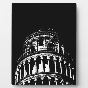 Schwarz-weißer Schießturm von Pisa Italien Fotoplatte