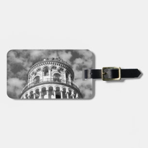 Schwarz-weißer Schießturm von Pisa Italien Gepäckanhänger