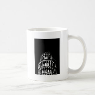 Schwarz-weißer Schießturm von Pisa Italien Kaffeetasse