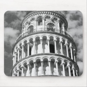 Schwarz-weißer Schießturm von Pisa Italien Mousepad