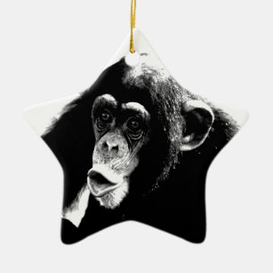 Schwarz-weißer Schimpanse Keramikornament