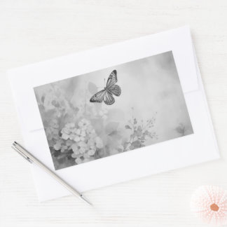 Schwarz-Weißer Schmetterling Rechteckiger Aufkleber