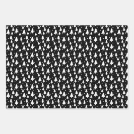 Schwarz-weißer Schnee im Winter Geschenkpapier Set