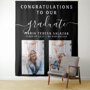 Schwarz-weißer Schriftzug Kalligrafie 2 Foto-Absch Wandteppich